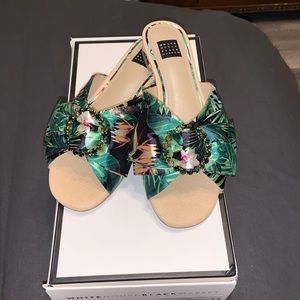 Emerald Palm printed sandals